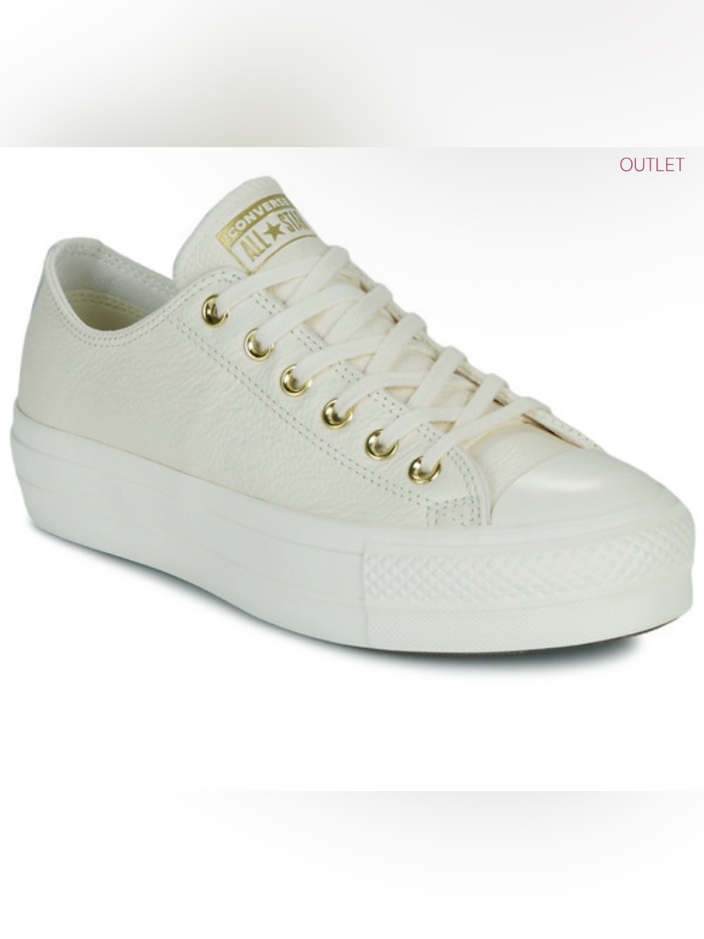Converse chuck Taylor Low Top Leather Platform Sneakers in Cream/Gold